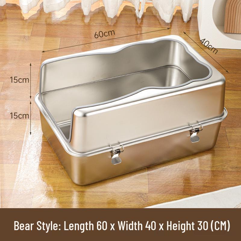 Stainless Steel Anti-Splash Cat Litter Box - High and Thickened Design