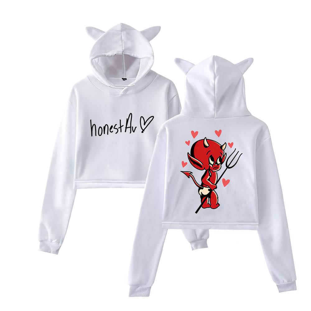 Neuer Honestav Pullover Mädchen Lässige Katze Cropped Hoodies Damen Langarm Sweatshirts Crop Top Damen Hoodie Sexy Oberteile