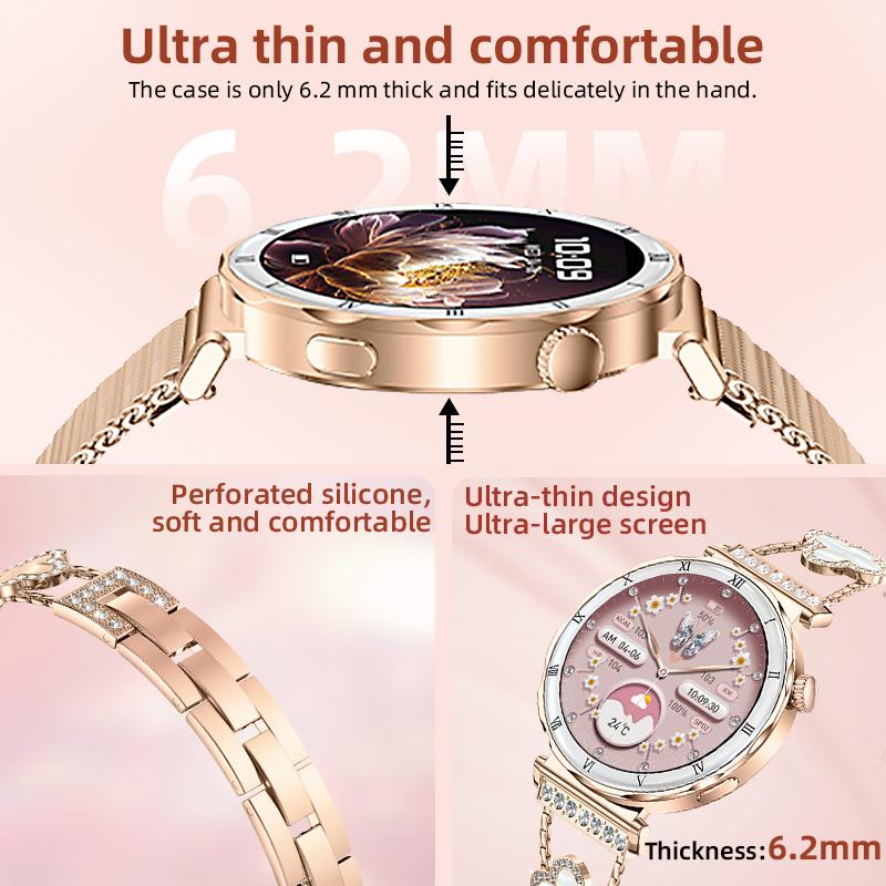 Voice Calling Smart Watch Fashion Diamond Lady Wristwatch AMOLED Always On Display Health Monitor Women Fitness Smartwatch
