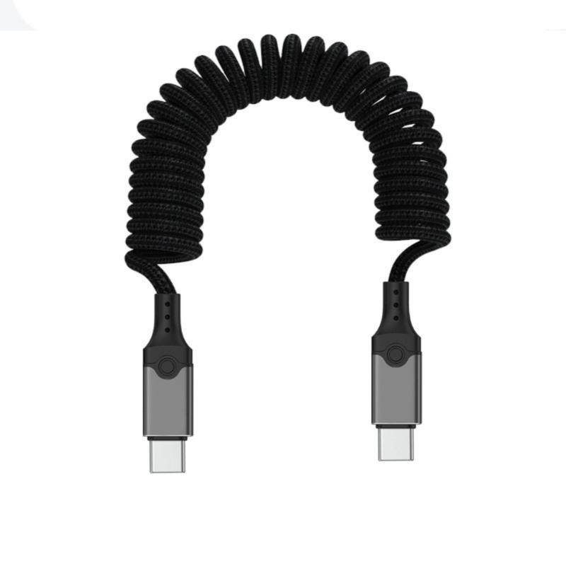 Fast Speed USB5 Type C Spring Cable 240W Power 80Gbps Transfer 16K Video Output for All Type C Devices