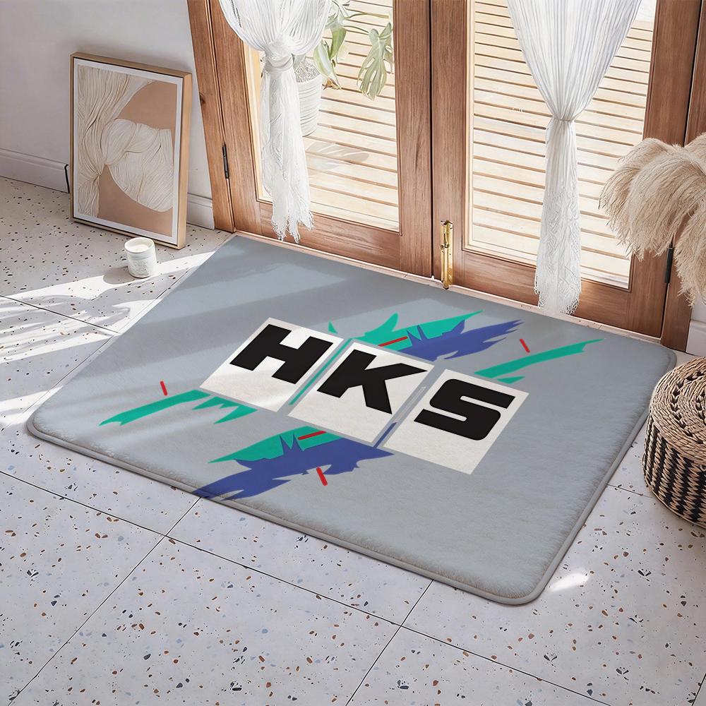 Sport Car HKS JDM Floor Mat Eco  Flannel Doormat Non Slip Odorless Indoor Floor Rug Soft Short Plush Home Mat