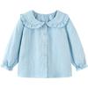 Girls' Sweet Lapel Long-Sleeved Cotton Shirt
