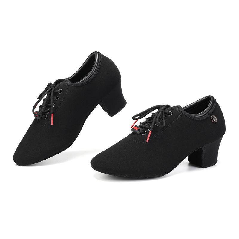 Jazz Latin Medium Heel Dance Shoes for Women with Breathable Oxford Cloth Modern Dance Shoe Heeled 5CM