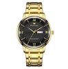 New high end elegant business steel strip men's quartz watch waterproof double calendar Roman numeral men's quartz watch