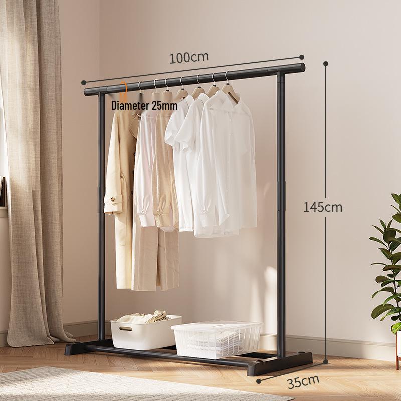 Extra Thick Double Row Vertical Clothes Rack with Wheels for Bedroom Storage