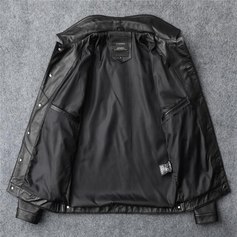 New Lapel Leather Jacket Men's Short Slim Leather Jacket Handsome Jacket