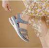 New European and American Cross Border Leisure Air Cushion Sole Large  Wedge Heel Comfortable Rhinestone Sandals