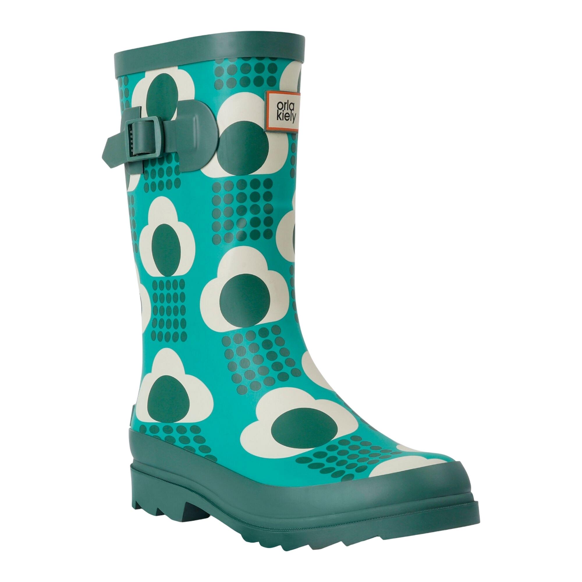 Regatta Botas de agua de media caña Rain Cloud de Orla Kiely para mujer 4 UK esmeralda