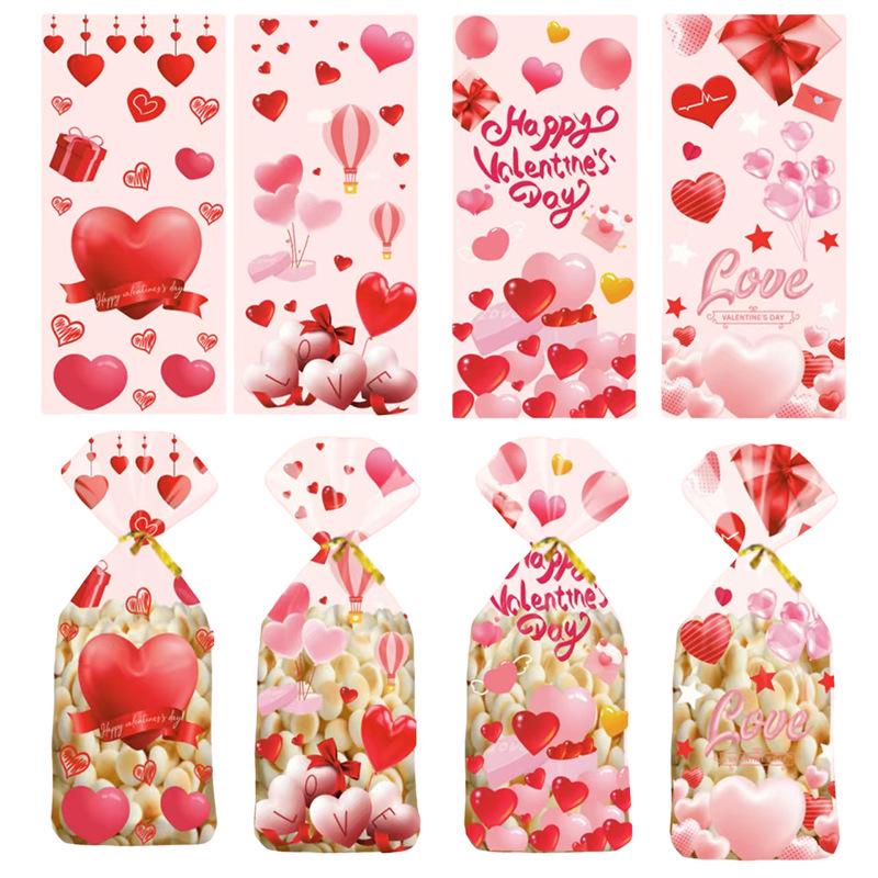 Valentine's Day Heart-Shaped Gift and Cookie Packaging Bag