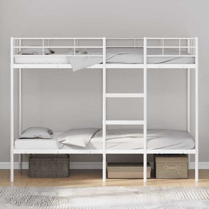 VidaXL Lit superposé sans matelas blanc 90x190 cm acier, cadre de lit, sommier, meuble de chambre, lit mezzanine, cadre de 42000328