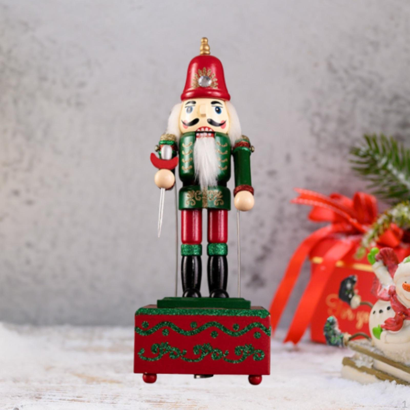 

Рождественский Щелкунчик Декор Куклы День Рождения Дом Рождественская Фигурка Деревянная Музыкальная Шкатулка для Wearing Cone Hat