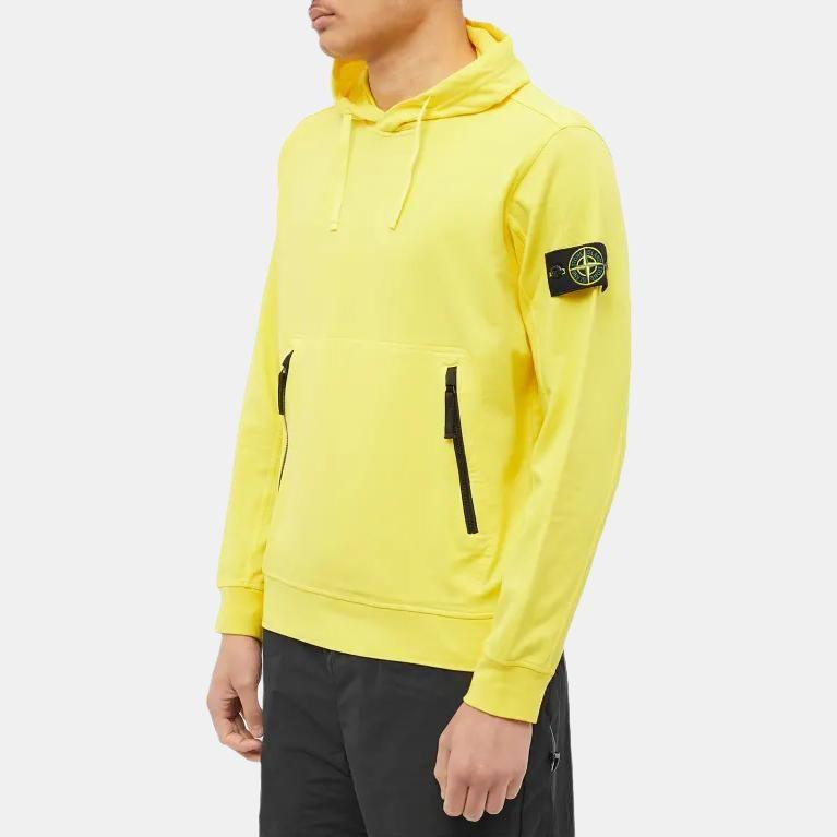 STONE ISLAND Jednobarevná mikina s kapucí a zipem Pánská mikina Žlutá 781560452-V0030