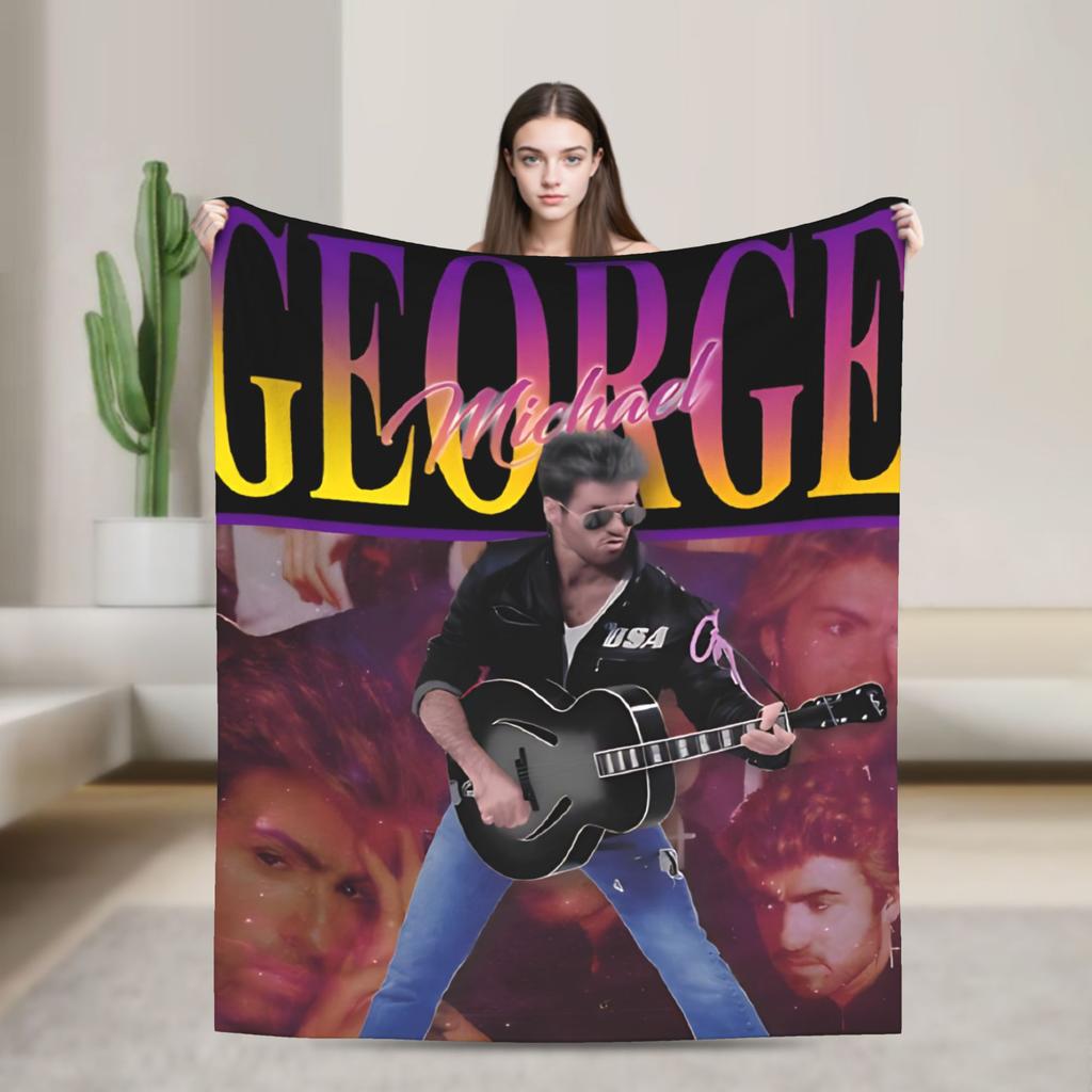 George Michael Music Blanket Quality Warm Soft  Throw Blanket Winter Travel Office Couch Chair Sofa Bed Fashion Bedspread