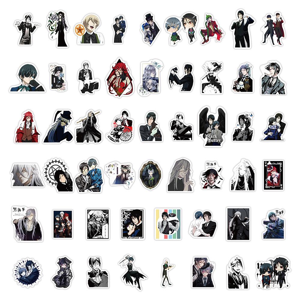 50Pcs Black Butler Anime Stickers Cartoon Decals For Diy Laptop Fridge Phone Skateboard Car - Waterproof Kids Toys