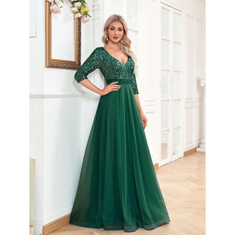 

Модный Классический Элегантный Социальный Длинное Платье Платье А-силуэта Пайетки Сексуальное Формальное Вечернее Платье Dark green US12((XXL))