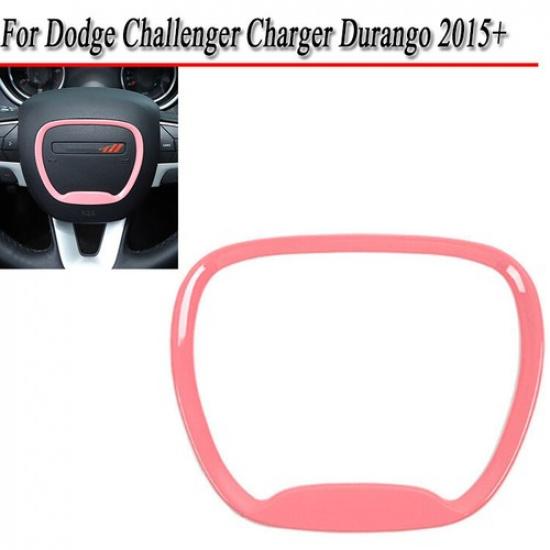 

2015+ Dodge Challenger Charger Durango Steering Wheel Cover Accessories | Pink | Self-Adhesive Drilling Required | Front