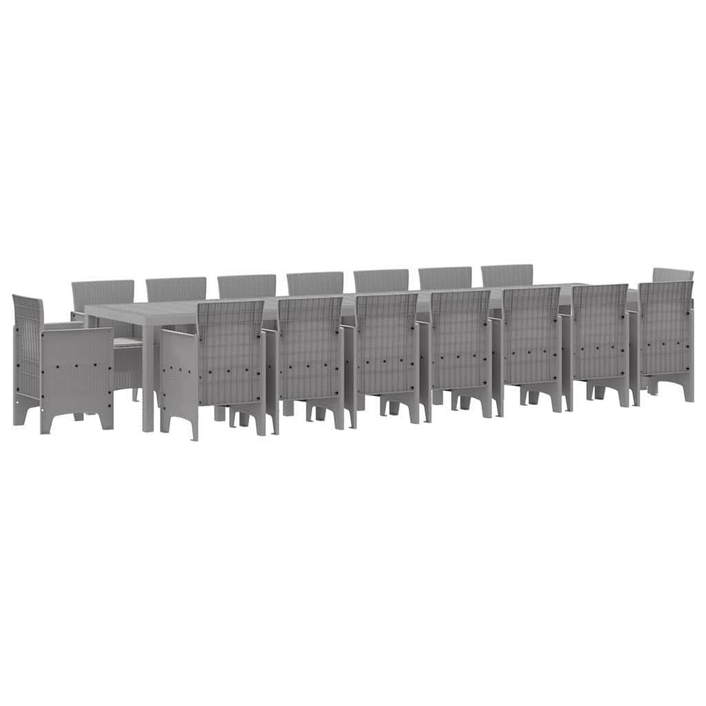 Garden Dining Set with Cushions 17 pcs Light Gray PP