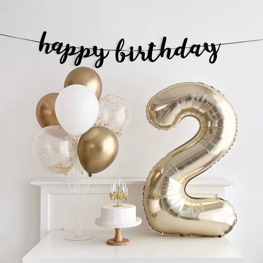 1PCS 40 Inch Large White Gold Light Gold Digital Foil Balloon for Girls' Birthdays Helium Big Number0-9 Balloon Decoration