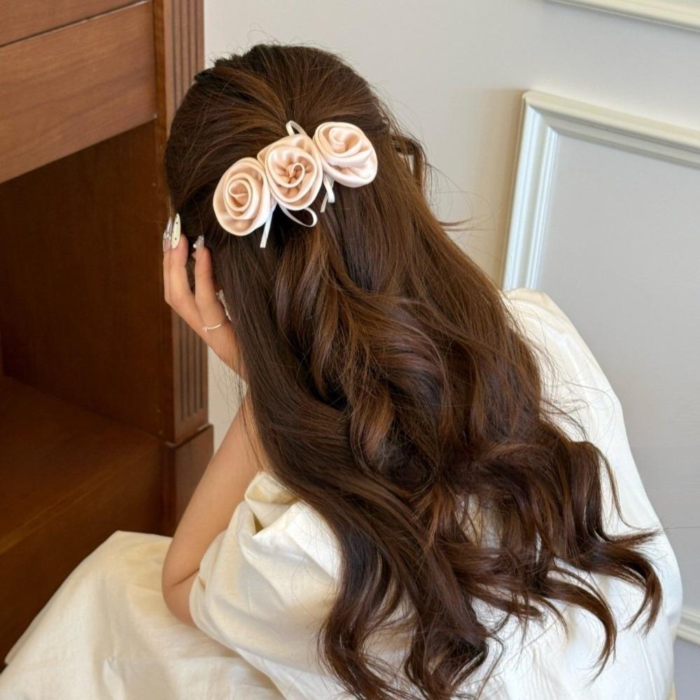 Solid Color Floral Hair Comb Headwear Chignon Hair Clip Sweet Flowers Hairpin  Women