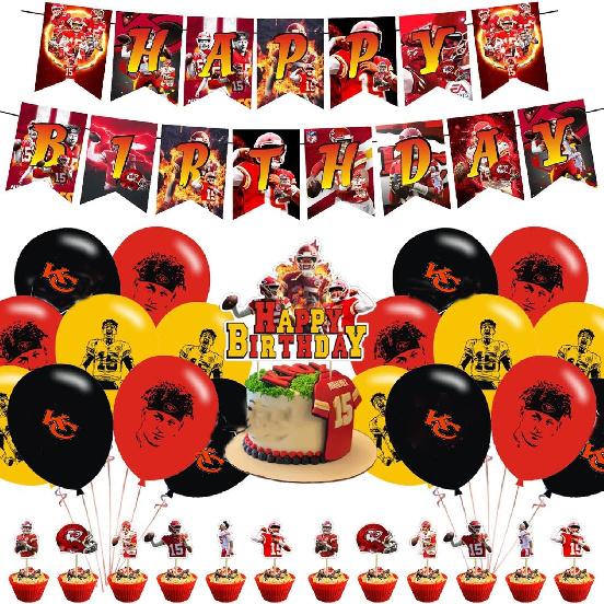 Patrick Football Star Birthday Party Decorations, American Football Themed Party Supplies with Happy Birthday Banner, Cake Topper, Cupcake Toppers,