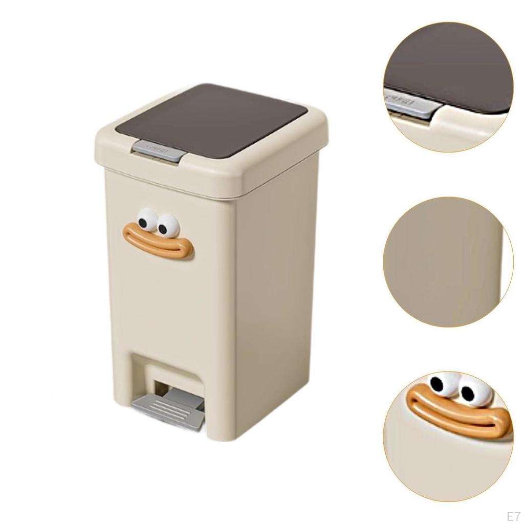Foot Pedal Trash Bin for Home Use, Rectangle Waste Container Laundry and Office