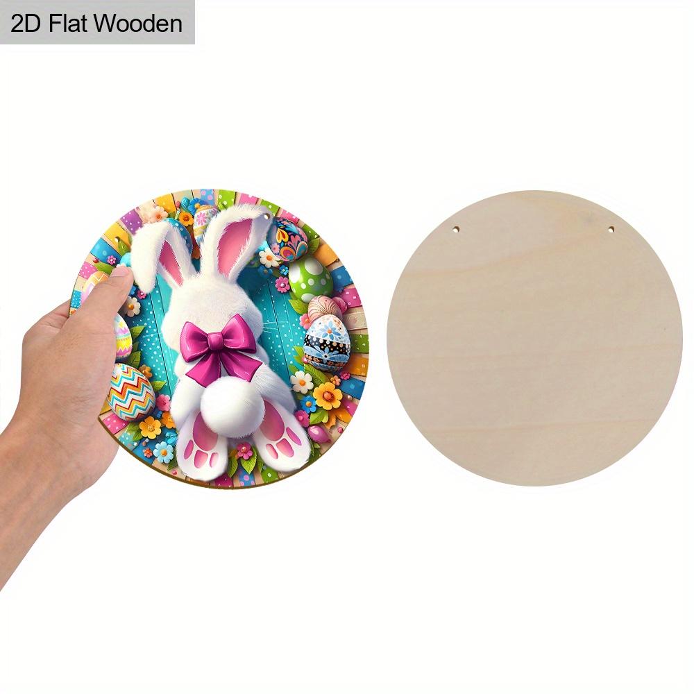 Unique Wooden Sign with Easter Bunny Eggs Pattern - Charming Round Sign for Front Door, Wall Hanging Decor - Ideal Gift for Friend & Family