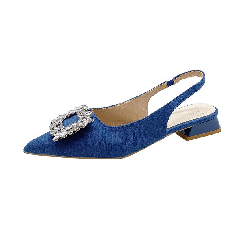 Fashion Women's Sandals Summer New Slingback Slippers Female Low Heel Rhinestone Buckle Back Strap Sexy Pumps Sandalias De Mujer