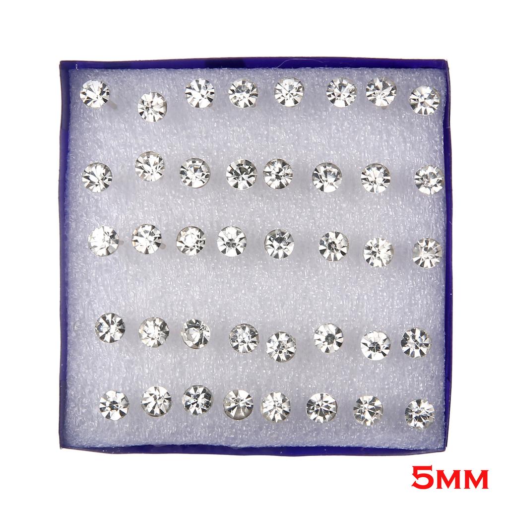 20 Paar/Set Damen Mädchen Strass Kristall Ohrstecker Ohrringe Gemischte Stile Runde Kleine Ohrringe Sets Party Schmuck Geschenk 2 3 4 5mm