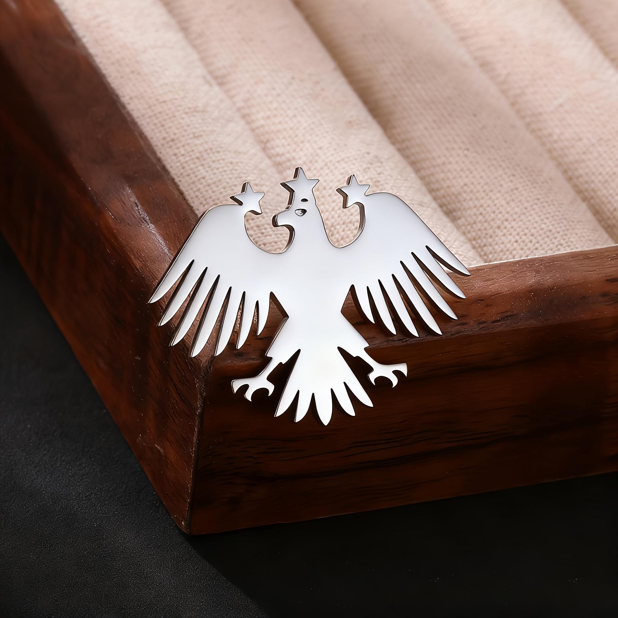 Punk Eagle Brooch For Women Men Stainless Steel Animals Emblem Geometric Brooch Pin Party Hypoallergenic Jewelry Gift