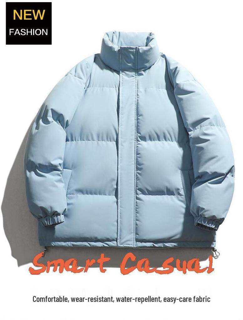 Unisex Puffer Jacket - Autumn/Winter Stand Collar, Cotton, Thick Outerwear for Couples