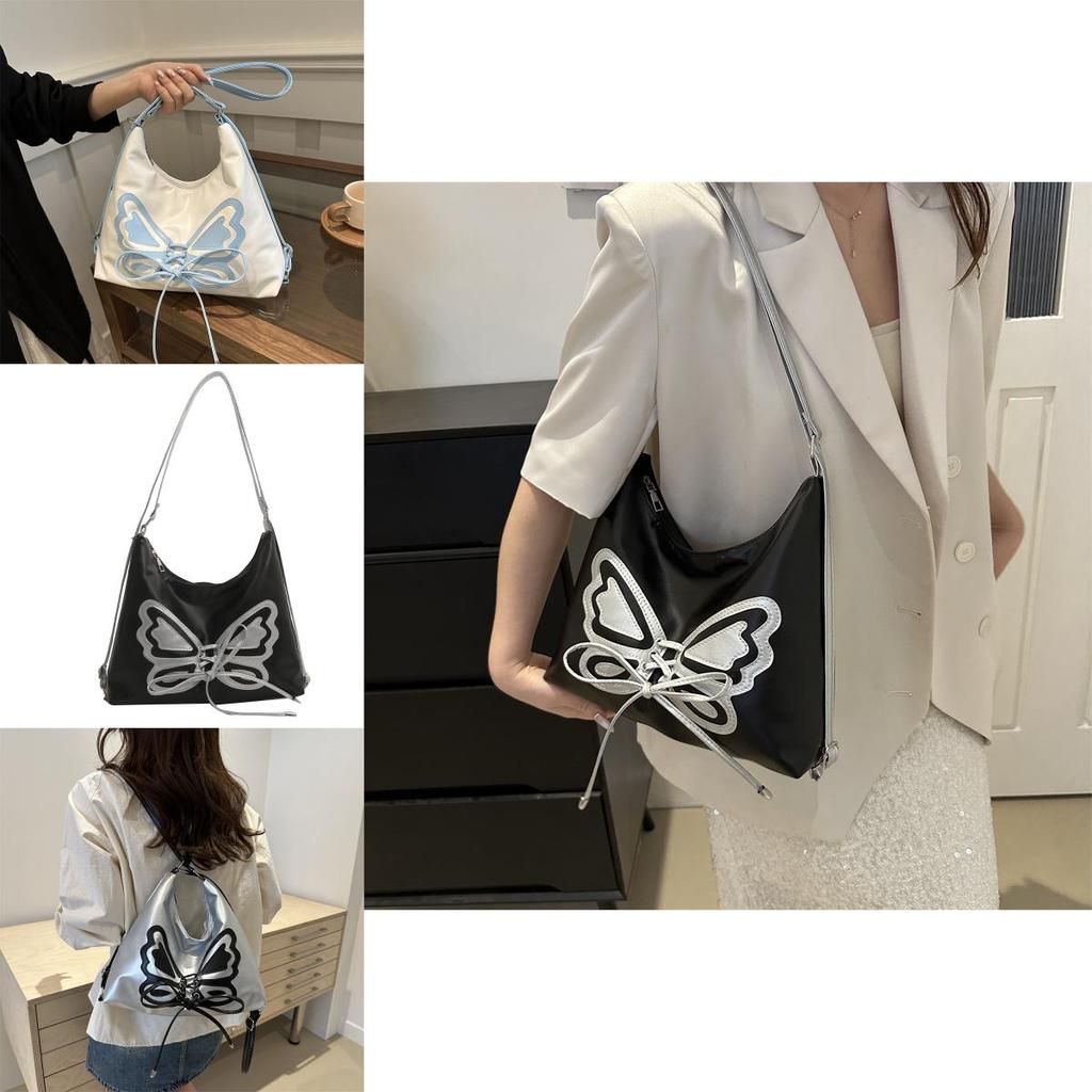 Fashionable Metallic Butterfly Womens Backpack 2024 New Versatile Shoulder Bag