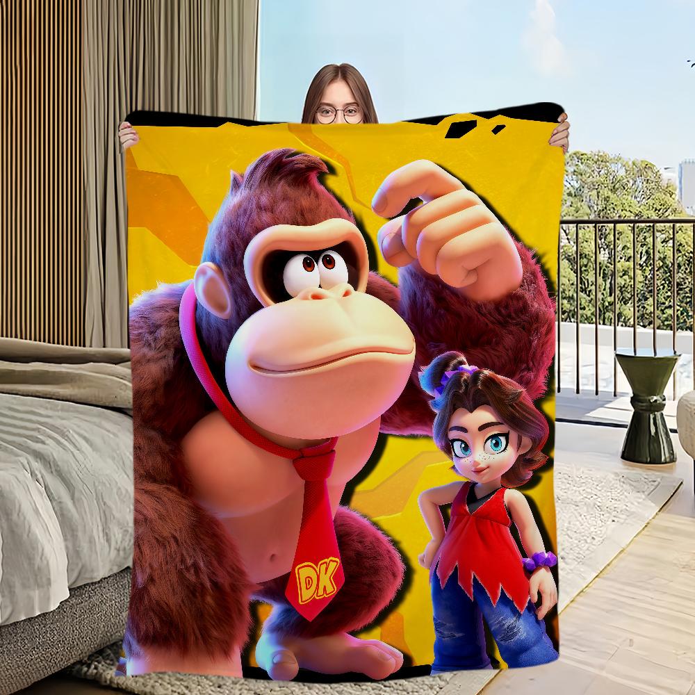 Scimmia cartone animato divertente D-Donkey Kong B-Bananza Flanella calda comfort morbida coperta in peluche per divano soggiorno camera da letto viaggio regalo