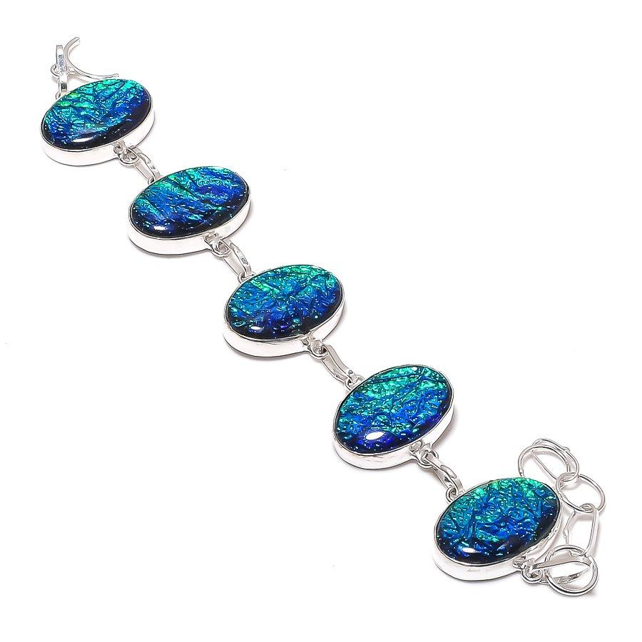 

Natural Green Triplet Opal Gemstone 925 Sterling Silver Bracelet 7-8 g5r85