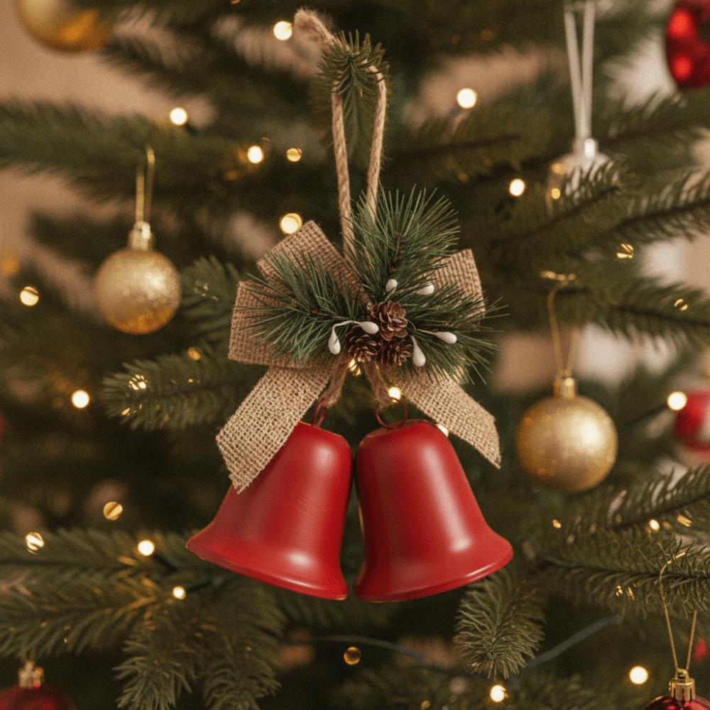 Vintage Open Christmas Hanging Bells Rustic Xmas Pendant Exquisite Christmas Tree Ornament Window