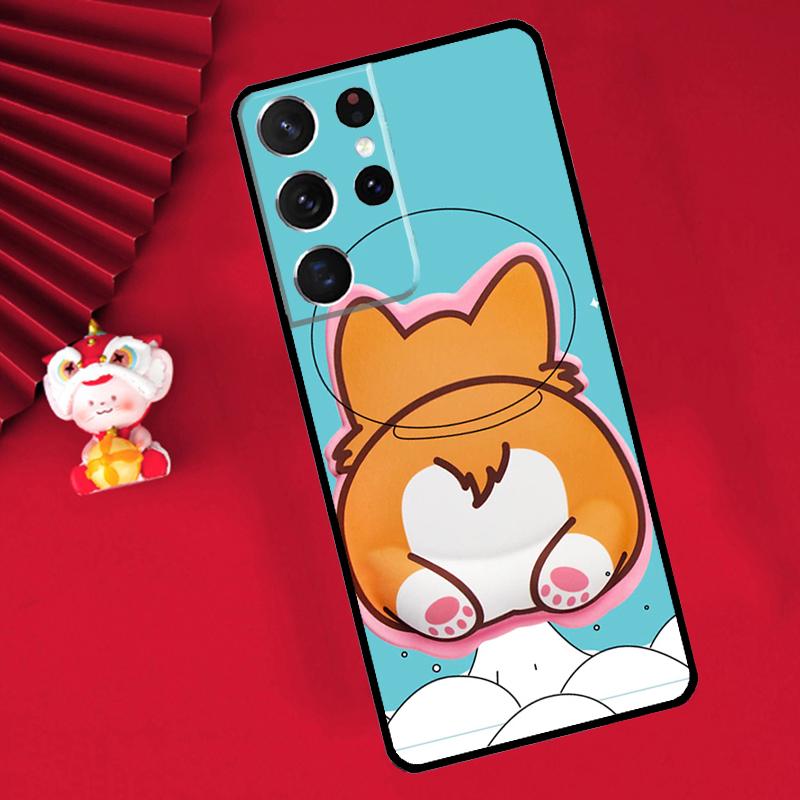 Cute Cartoon Corgi Case For Samsung Galaxy S25 S26 Ultra S21 S22 S20 S23 S24 Ultra Plus S10 S25 FE Cover Funda