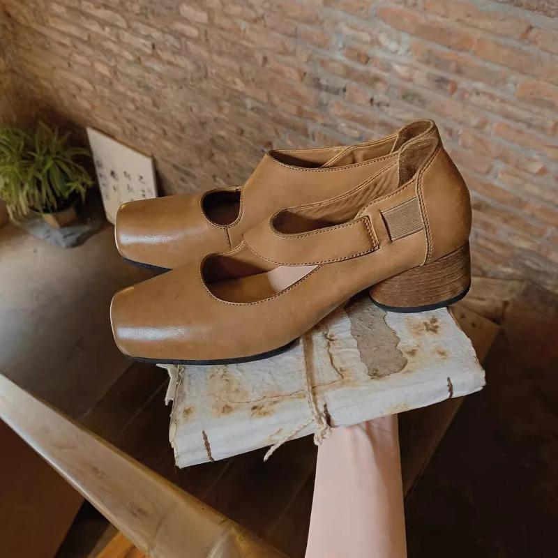 

Женские туфли-лодочки в стиле ретро с квадратным носком и толстым каблуком 34