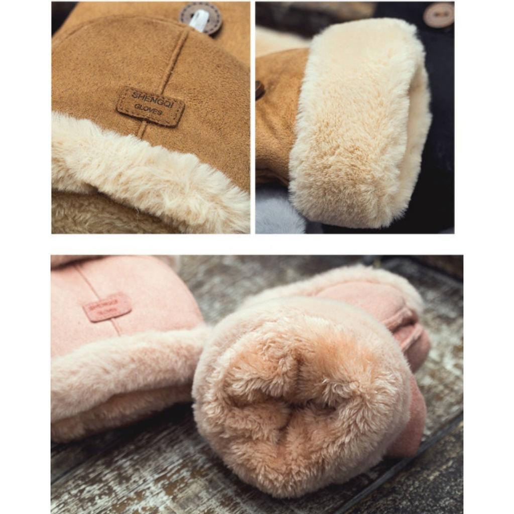 Cycling Gloves, Women's, Warm, Velvet, Thick, Flip, Half Finger Gloves