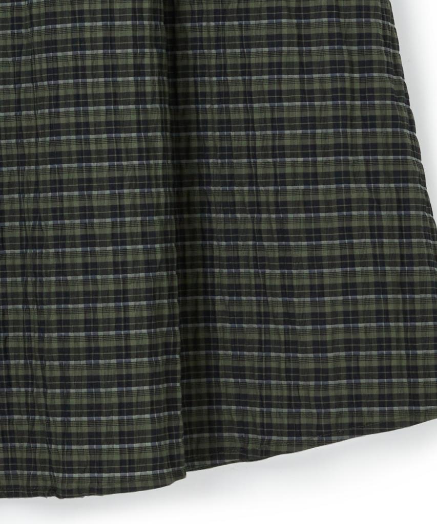 Penfield Check Crinkle Smocking Skirt Green_Fs2Ws38F