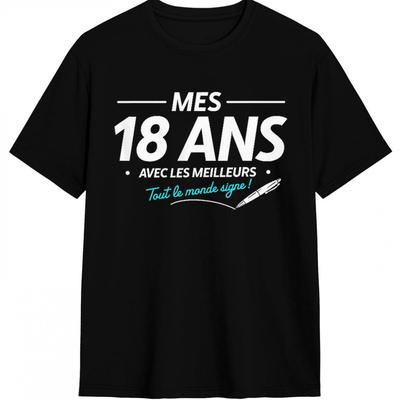 18th Birthday or 18th French Text T-shirt Unisex's T-shirt Summer New Style Unisex Casual T-shirt Fashionable and Versatile