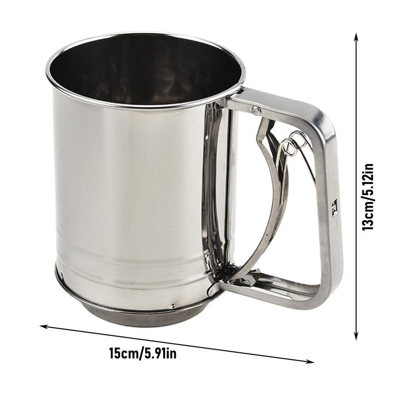 Stainless Steel Flour Sifter Manual Cocoa Powder Sifter Double-layer Baking Sifters For Baking Flour And Powdered Sugar Flour