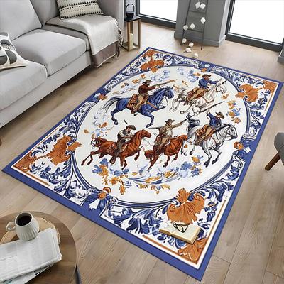1PC Cowboys Horses Non-Slip Floor Carpet, Office, Family, Bedroom, Studio - Large Area Rug,Decorative Mat, Longlasting Material-C0478
