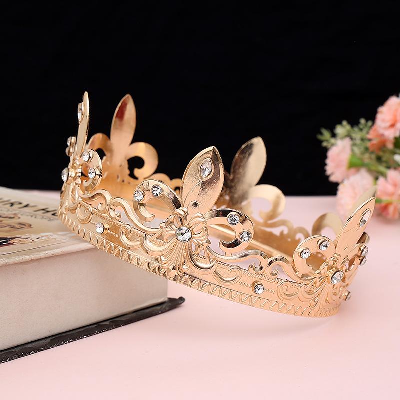 Men's Golden King's Crown Headwear Adult Birthday Crown Halloween Stage Opera Performance Unisex