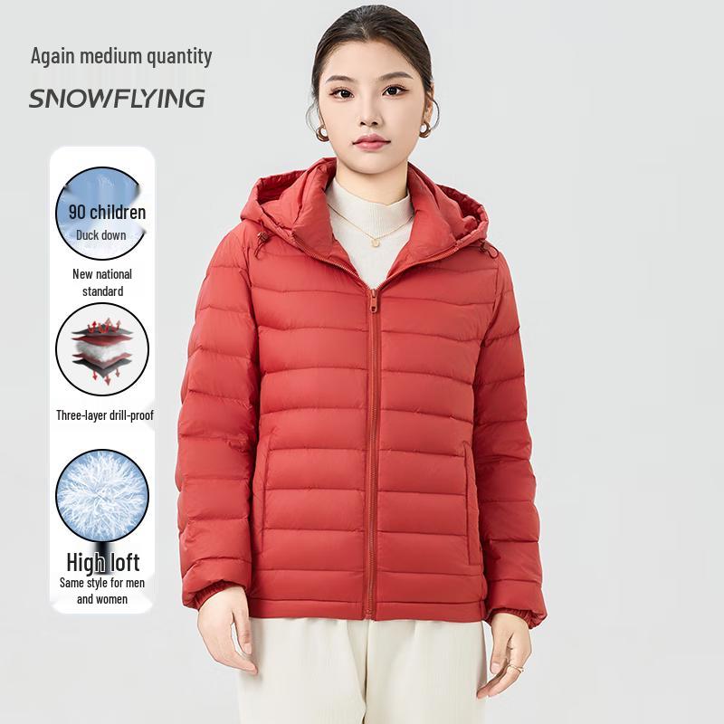 SNOWFLYING Unisex Hooded Lightweight 90% Duck Down Jacket 4XL