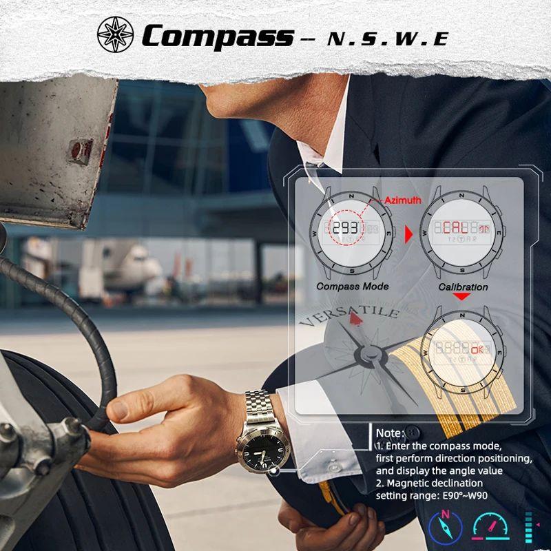 NORTH EDGE Men's Sports Digital Watches Business Luxury Watch For Men Waterproof 50M Altimeter Barometer Compass Luminous Clock