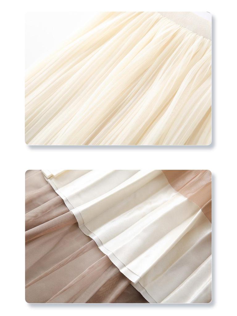 2025 New Ink Painting Midi Skirt for Women: Spring/Summer Slimming Pleated A-Line Umbrella Skirt