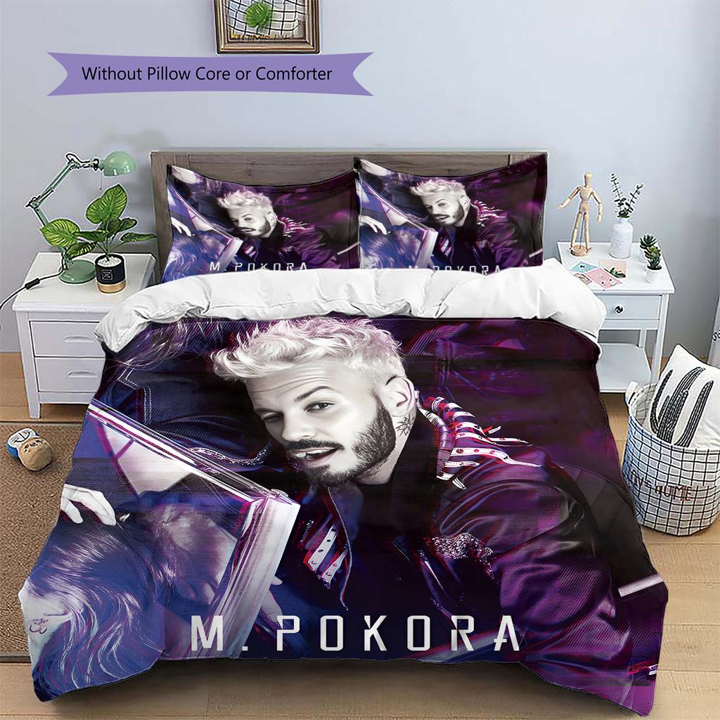 M Pokora Pattern Bedding,Quilt Set Quilt Cover Pillowcase Home Birthday Gift (1 * duvet cover + 2 * pillowcase, without core)