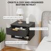 Floating Nightstands Set of 2, Modern Wall Mounted Bedside Tables, Black