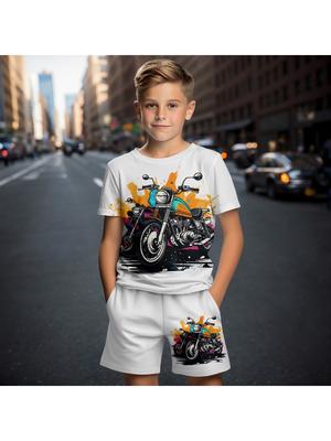 Sommer Kurzarm T-Shirt Anzug Shorts Kinderkleidung 3D Druck Mode Jungen