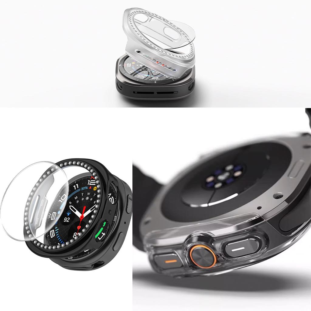 Diamond Case+ Glass For Samsung galaxy watch 8 40mm 44mm Accessories PC Protective Bumper shell for galaxy watch 8 cover
