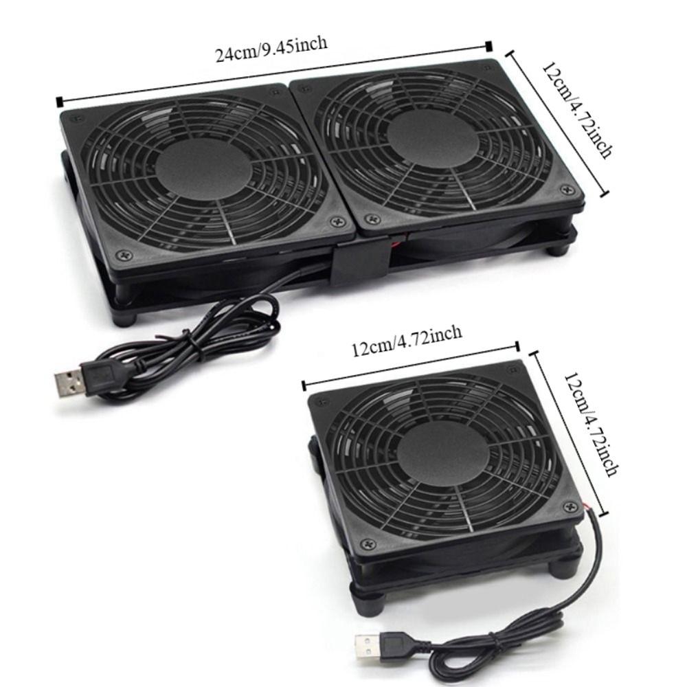 USB Powered Electronic Cooling Fan Dual Fan DC 5V Modem Router Cooler DIY Mute Network Cabinet Server Cooling Project DVR TV Box